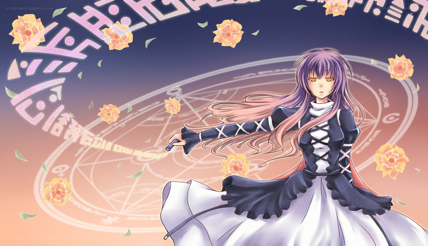 anime girl with magic circle