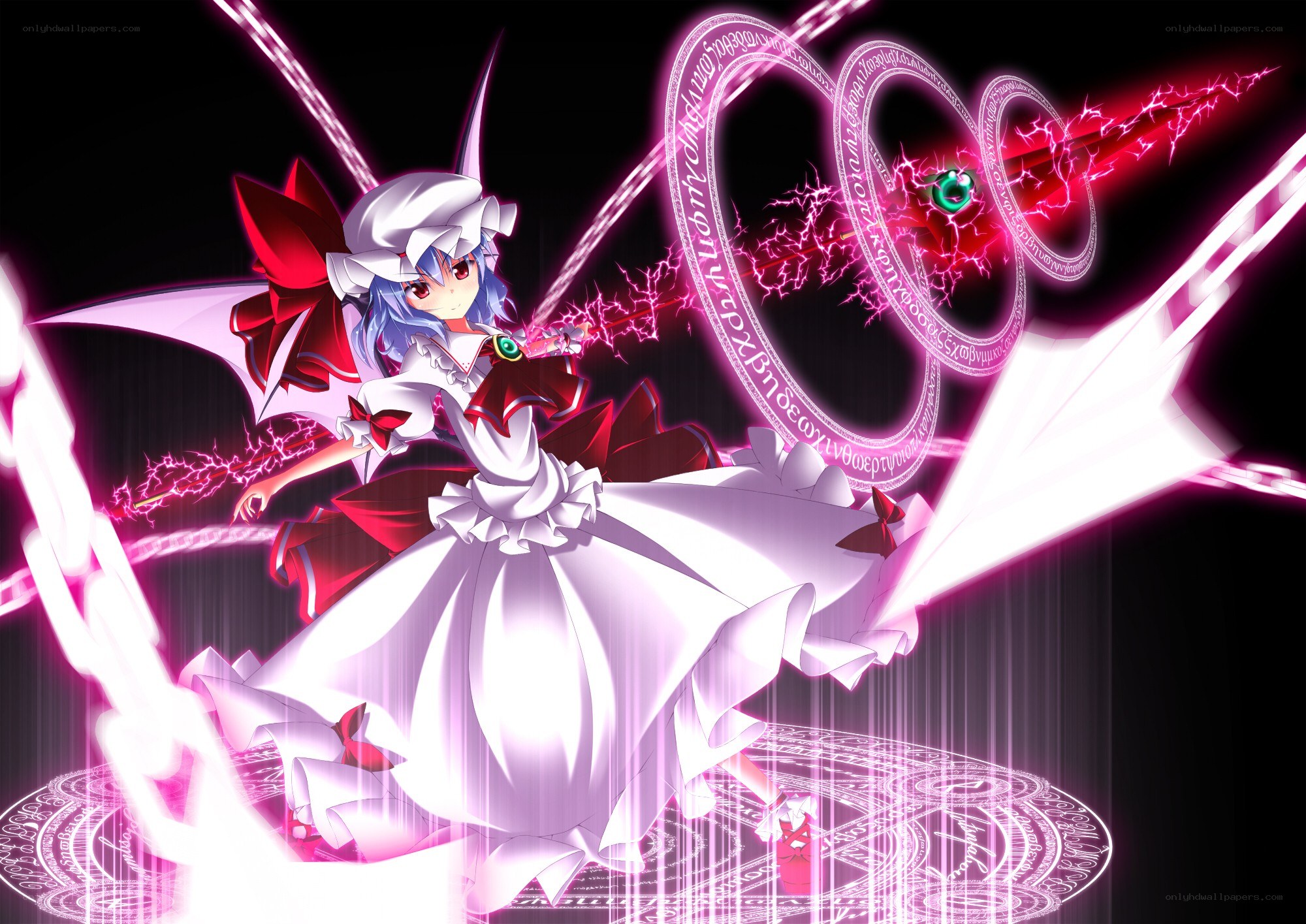anime girl with magic circles