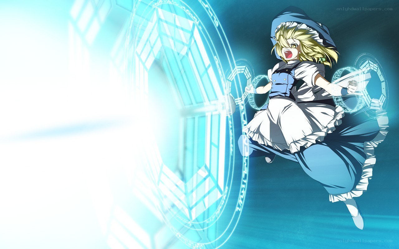 anime girl with magic circles