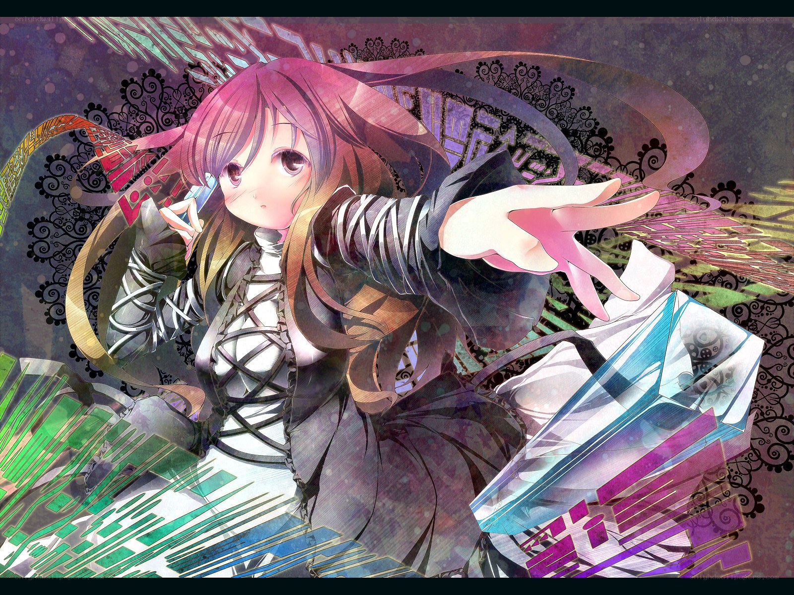 anime girl with magic crystals