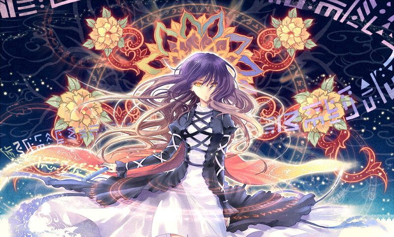 anime girl with magic flowers