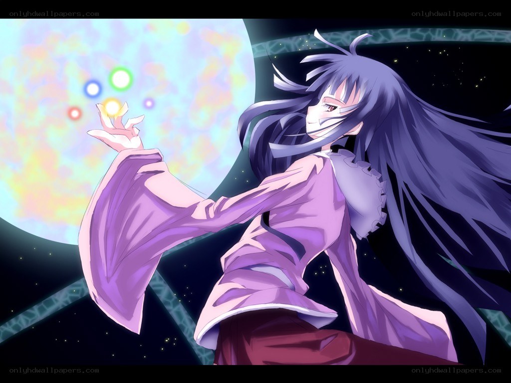 anime girl with magic orbs