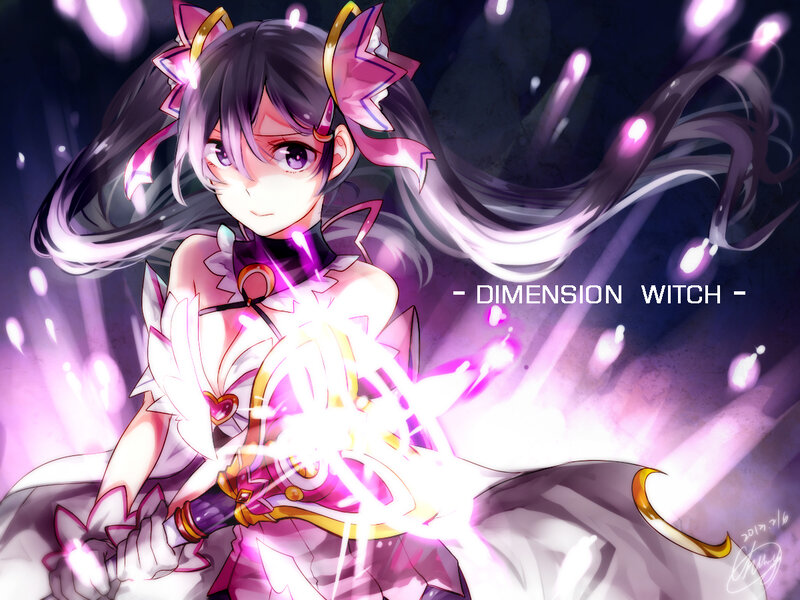 Anime Girl with Magic — Purple, Dramatic, Night, Digital Art