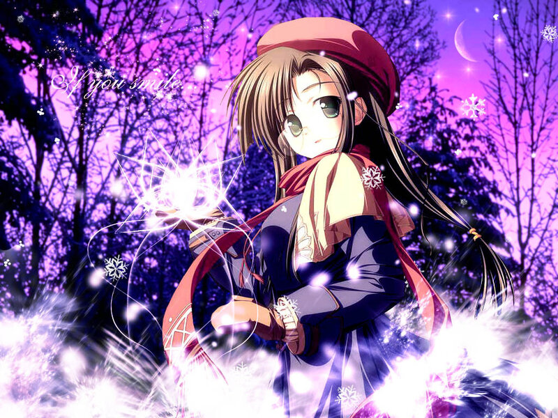 Anime girl with magic sparkles