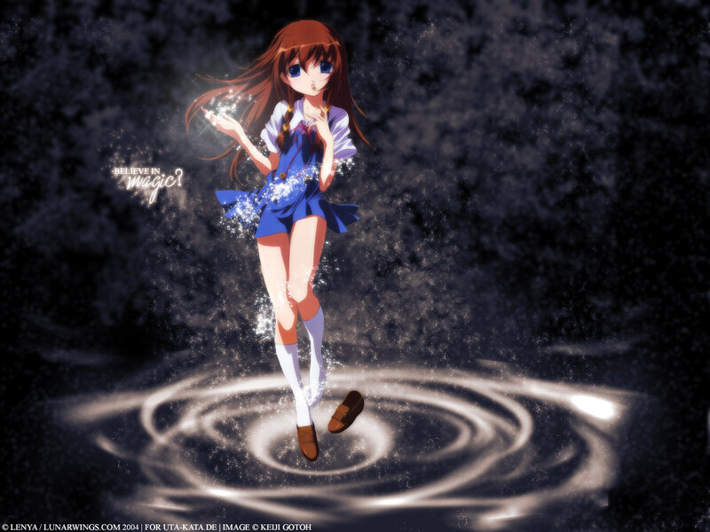 anime girl with magic sparkles