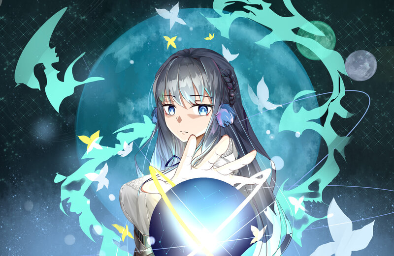 Anime Girl with Magic Sphere
