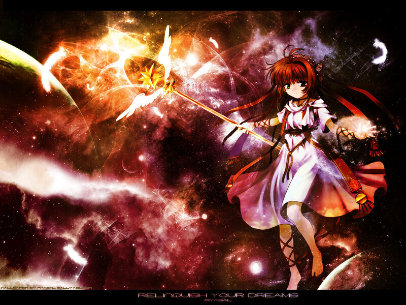 anime girl with magic staff