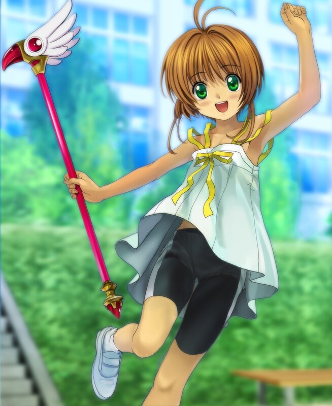 anime girl with magic staff