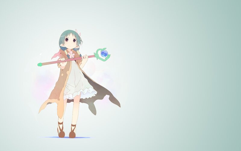 anime girl with magic staff