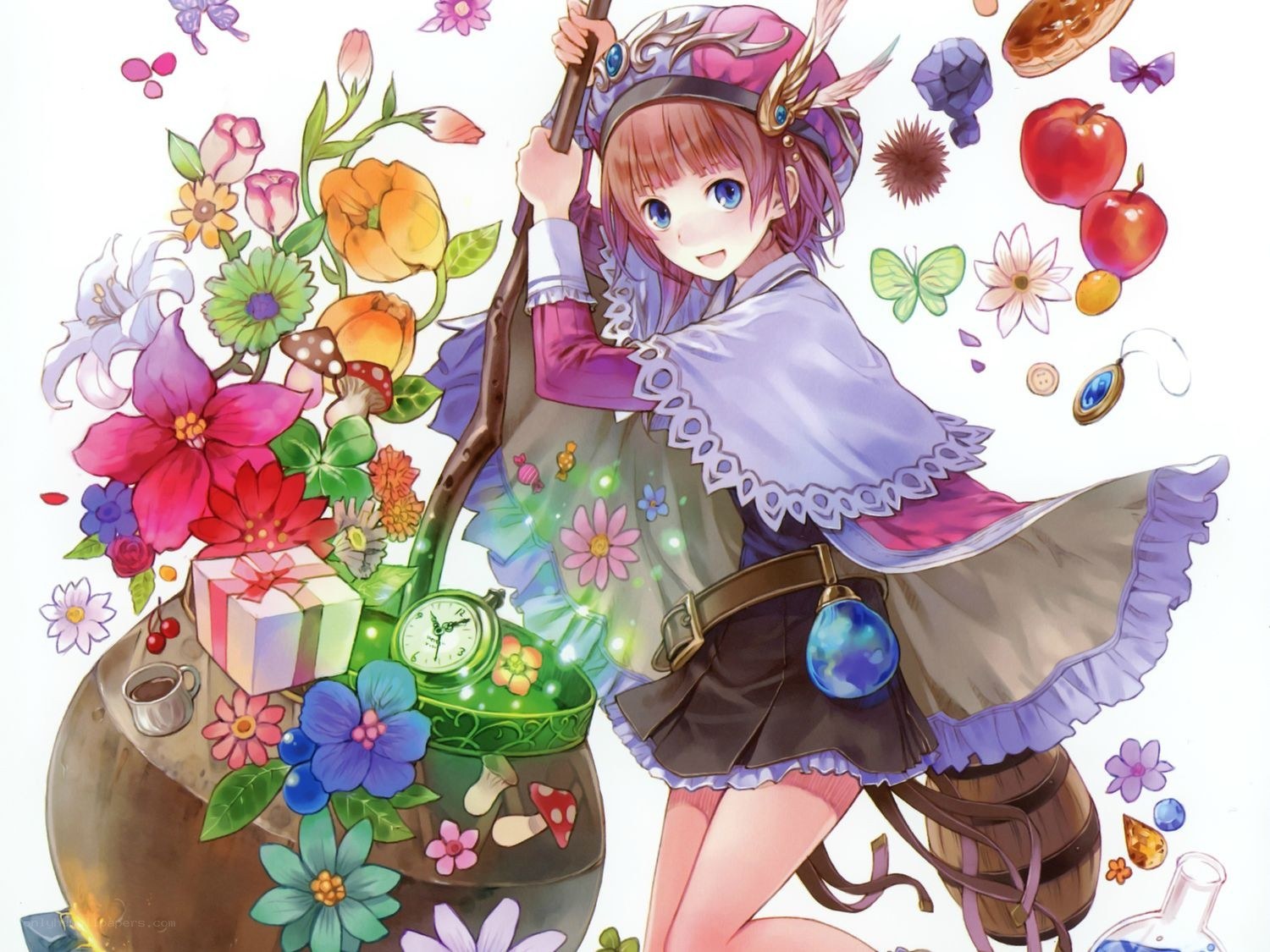 Anime girl with magic staff
