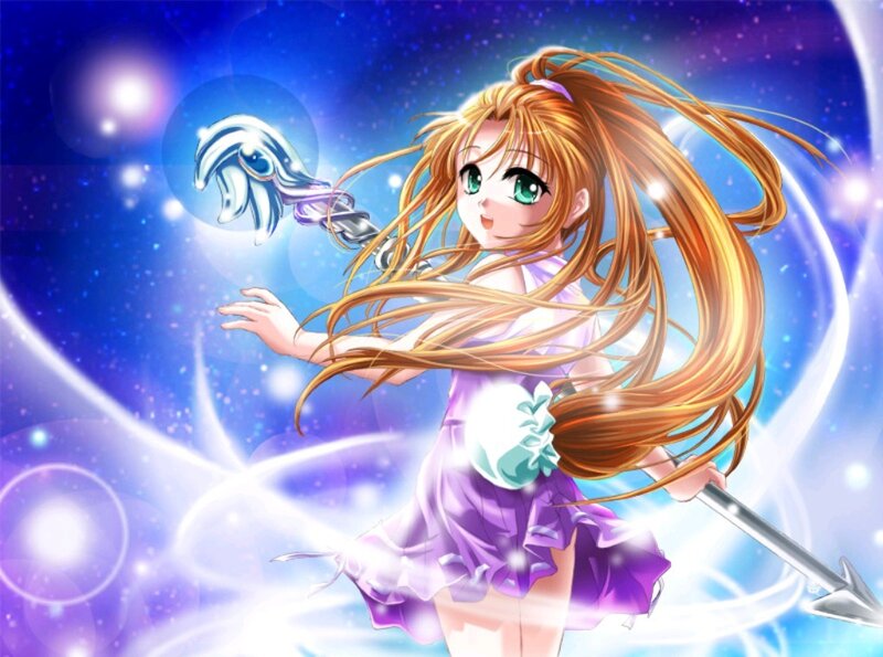 anime girl with magic staff