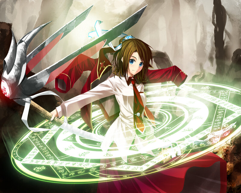 anime girl with magic staff