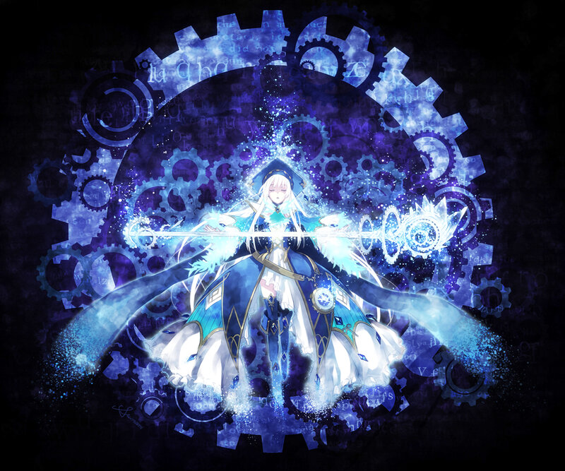 Anime Girl with Magic Staff — Blue