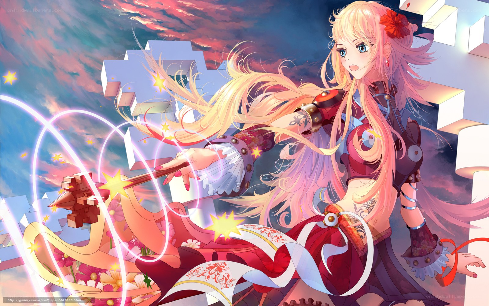 anime girl with magic staff