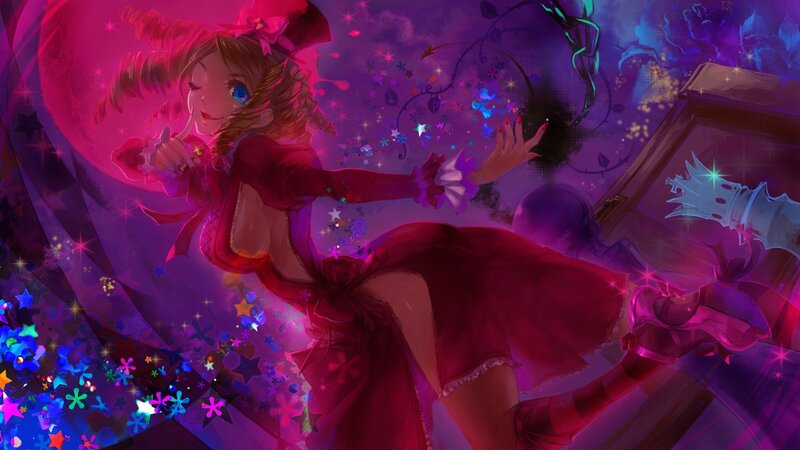anime girl with magic stars