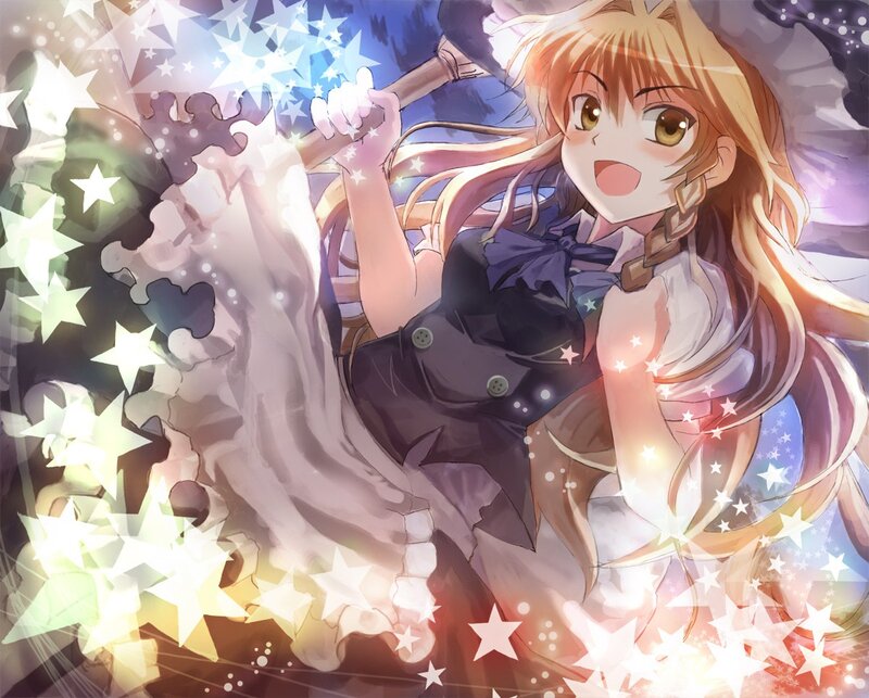 anime girl with magic stars