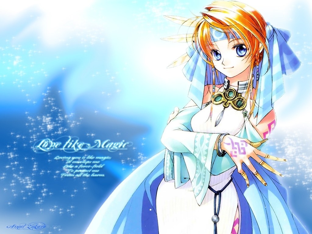 anime girl with magic theme