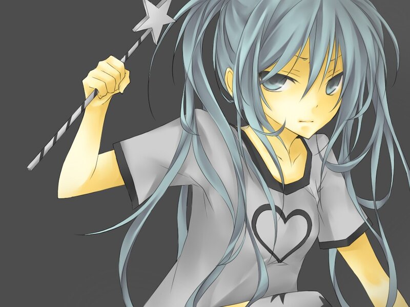 anime girl with magic wand