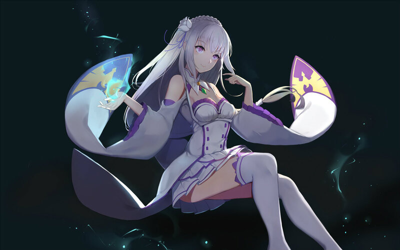 Anime Girl with Magic — White, Dramatic, Night