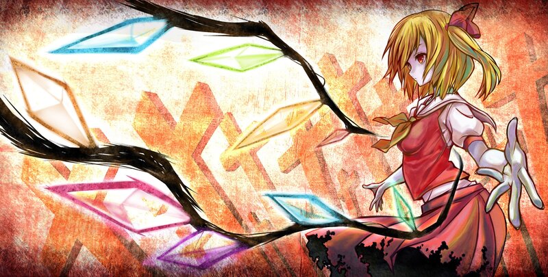 Anime girl with magical crystals