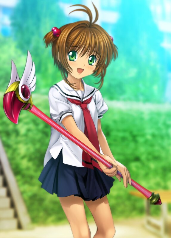 anime girl with magical staff