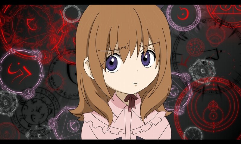 anime girl with magical symbols