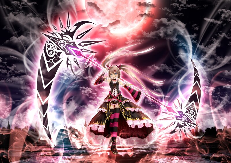 anime girl with magical weapon