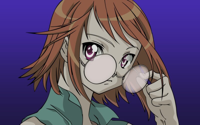 anime girl with magnifying glass