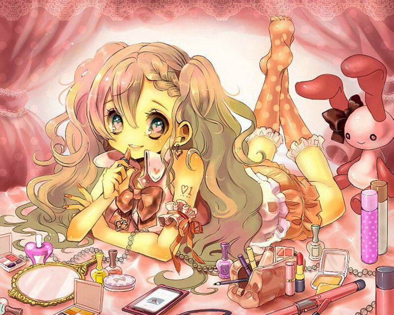 Anime Girl with Makeup — Pink