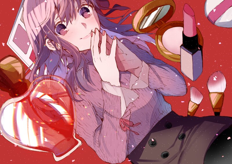 Anime Girl with Makeup — Red