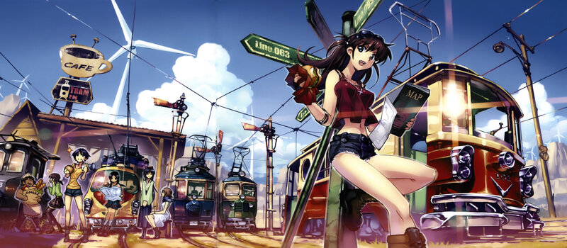 Anime Girl with Map — Blue