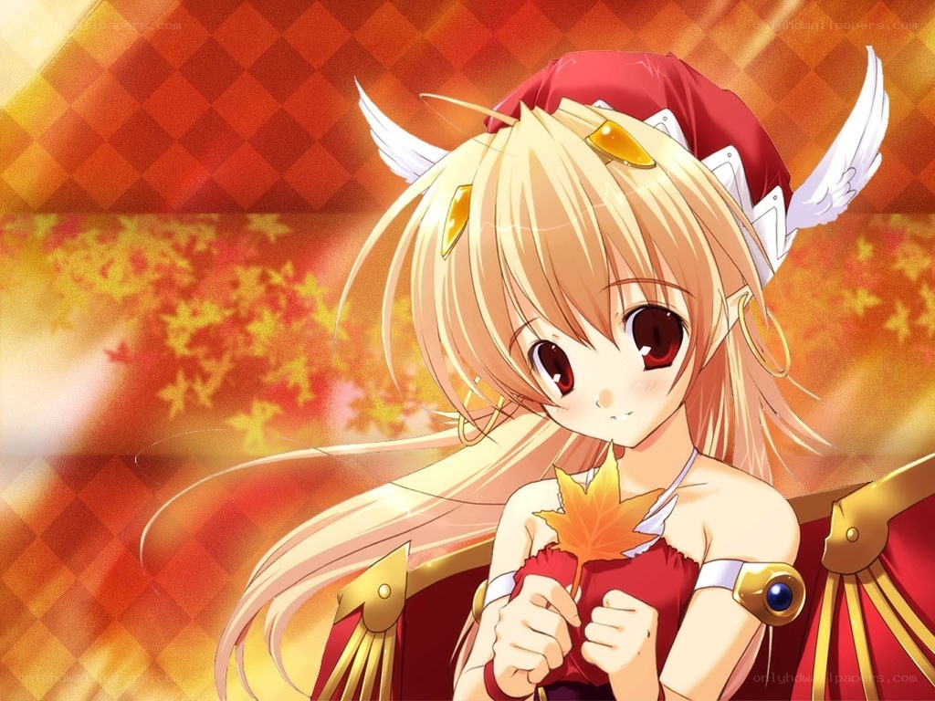 Anime girl with maple leaf