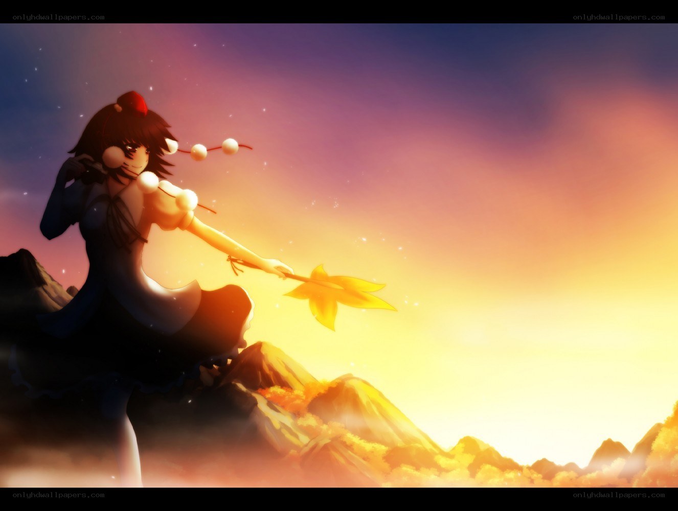 anime girl with maple leaf staff