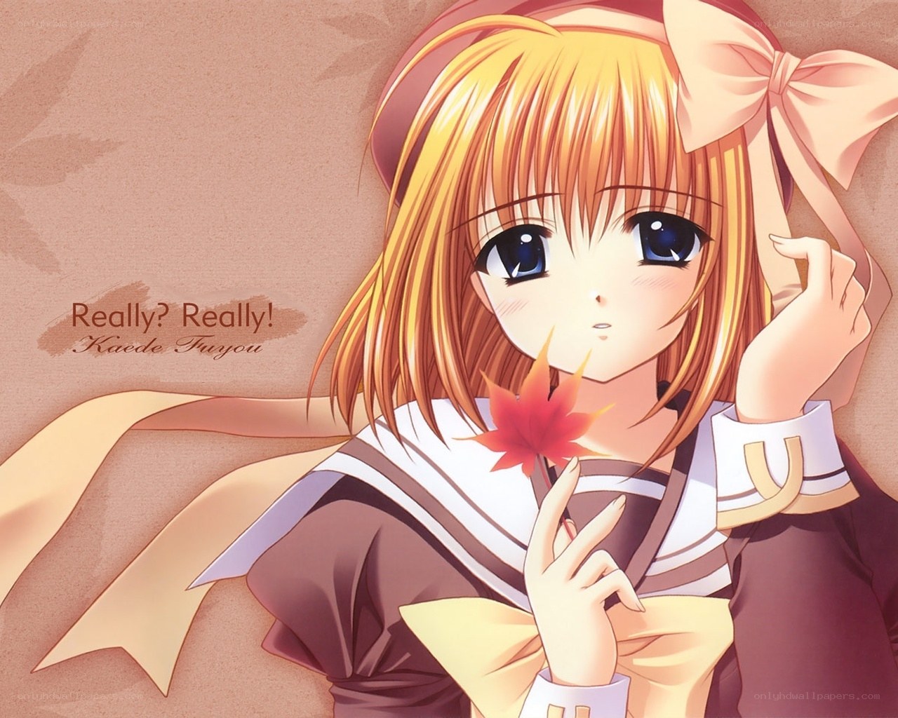 anime girl with maple leaf