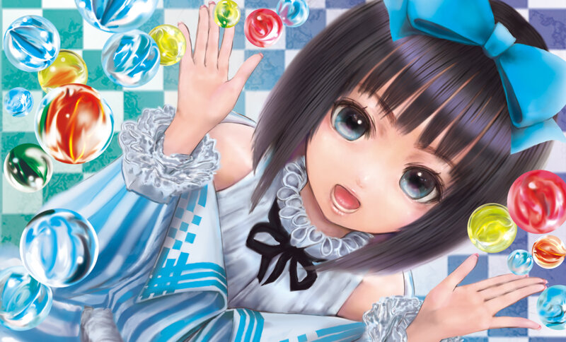 Anime Girl with Marbles — Blue