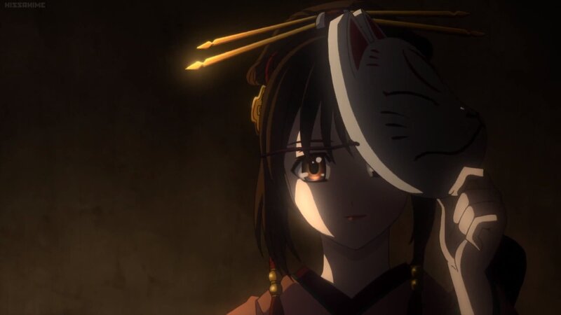 Anime Girl with Mask — Black, Dramatic