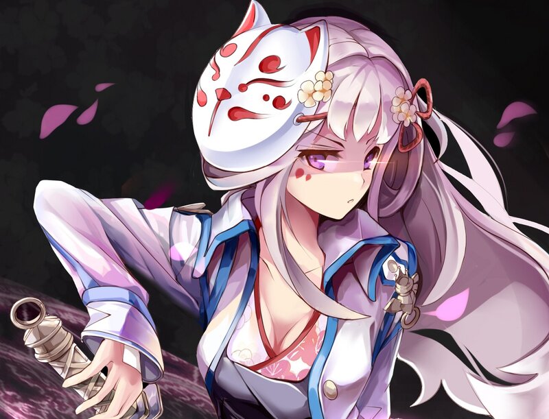 Anime Girl with Mask — Purple, Dramatic, Night