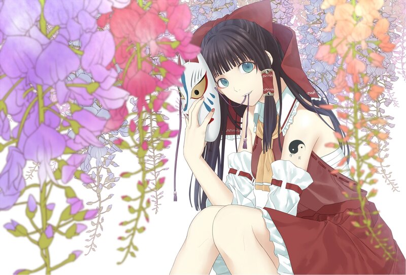 Anime Girl with Mask — Purple, Serene, Spring