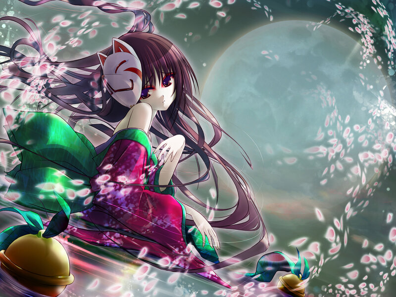 Anime Girl with Mask — Purple, Serene