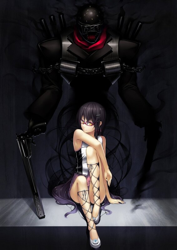 Anime girl with masked figure