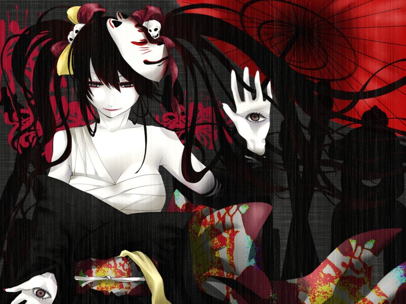 Anime Girl with Masks — Black
