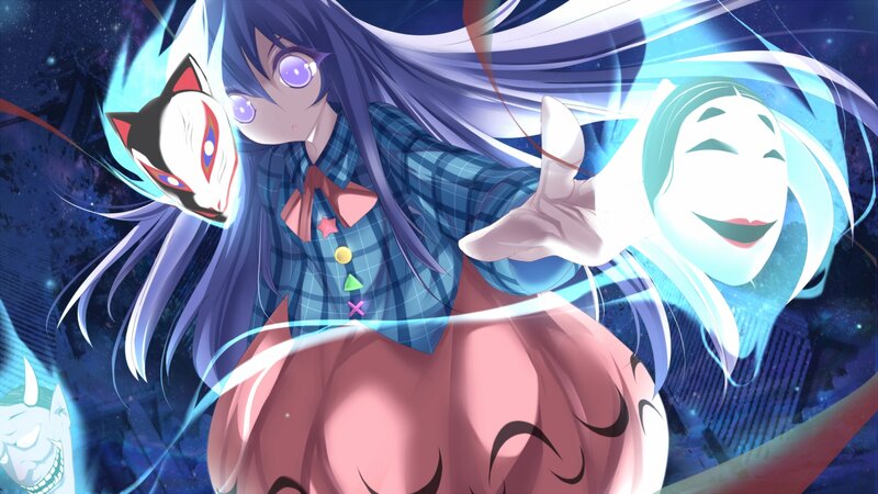Anime Girl with Masks — Blue