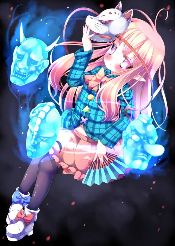 Anime Girl with Masks — Pink, Dramatic