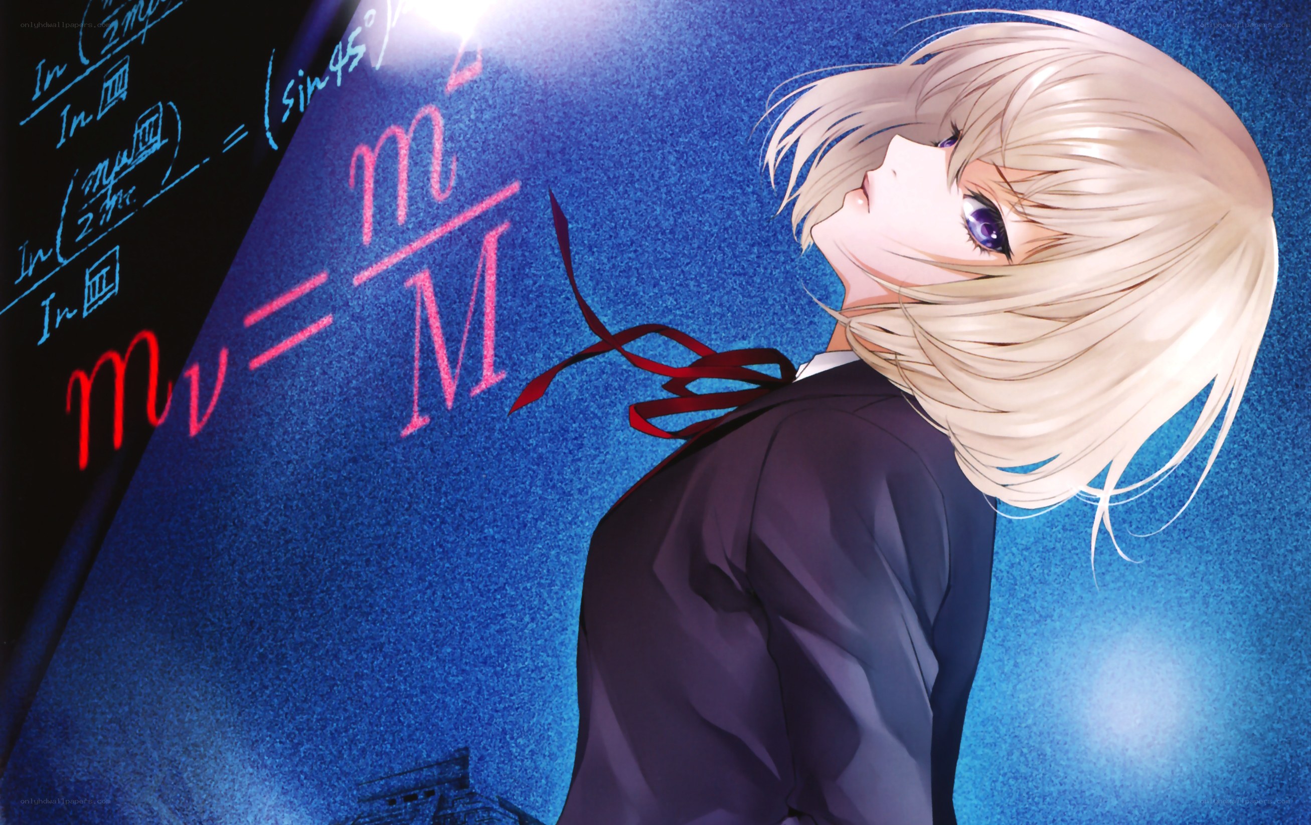 anime girl with math equations