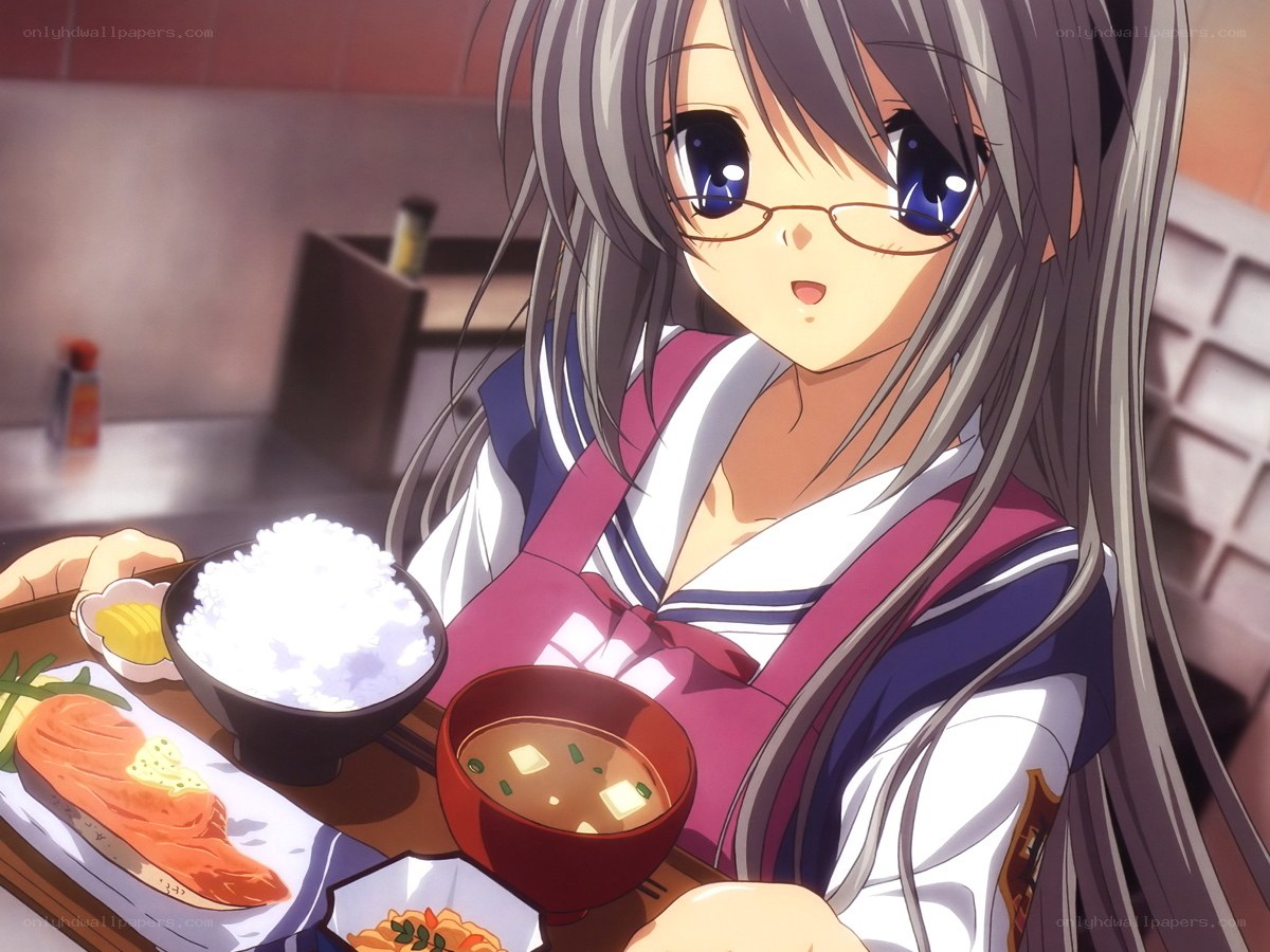 anime girl with meal