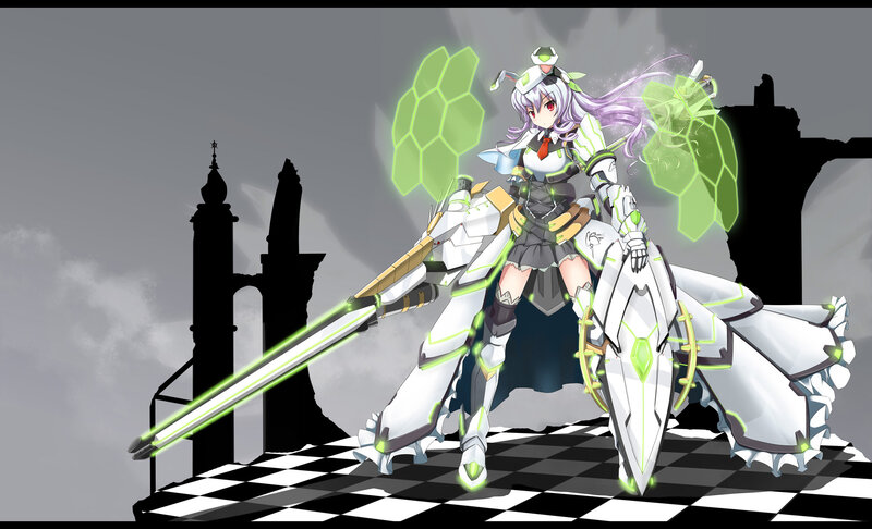 Anime Girl with Mech Armor — White