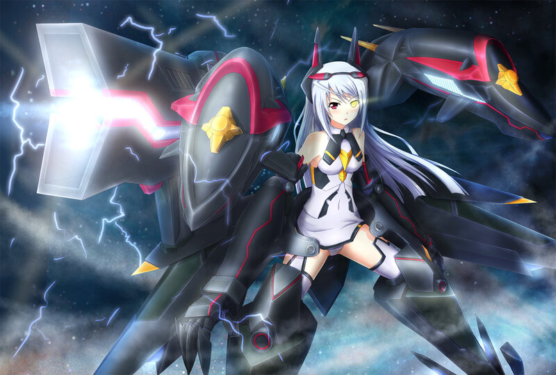 Anime Girl with Mech — Black