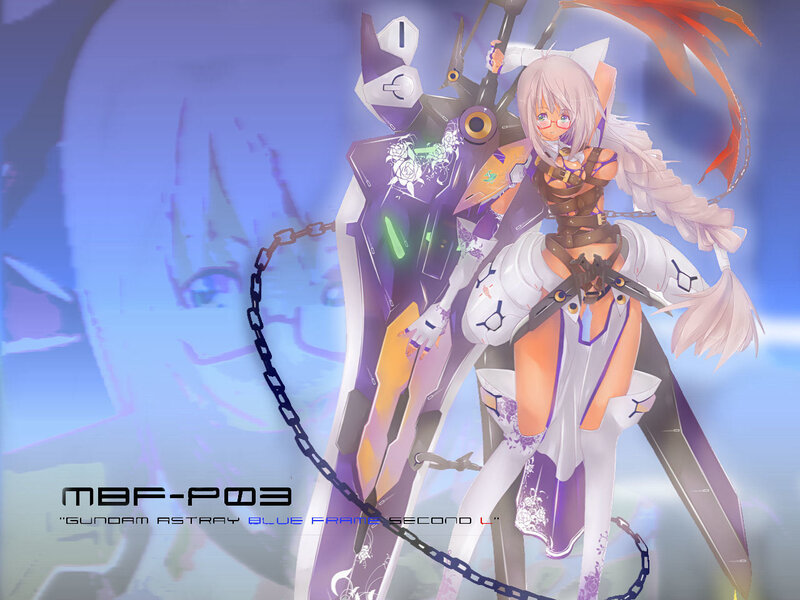 Anime Girl with Mech — Blue, Dramatic, Digital Art