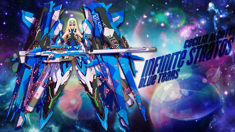 Anime Girl with Mech — Blue, Dramatic, Night