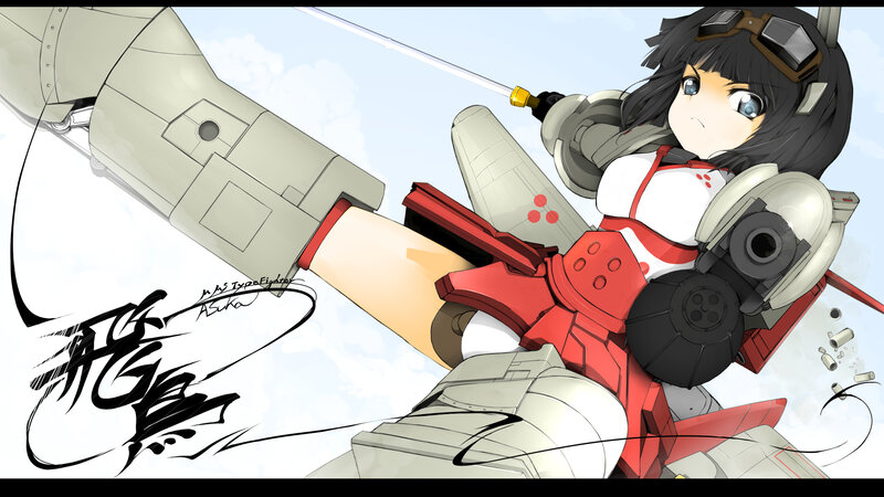 anime girl with mech fighter